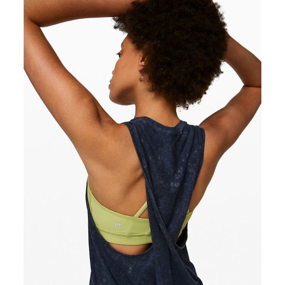 LULULEMON ELEMENT Blue Cloud WASHED COTTON Long Active Twist Tank Top WOMENS S 4 - Picture 2 of 9